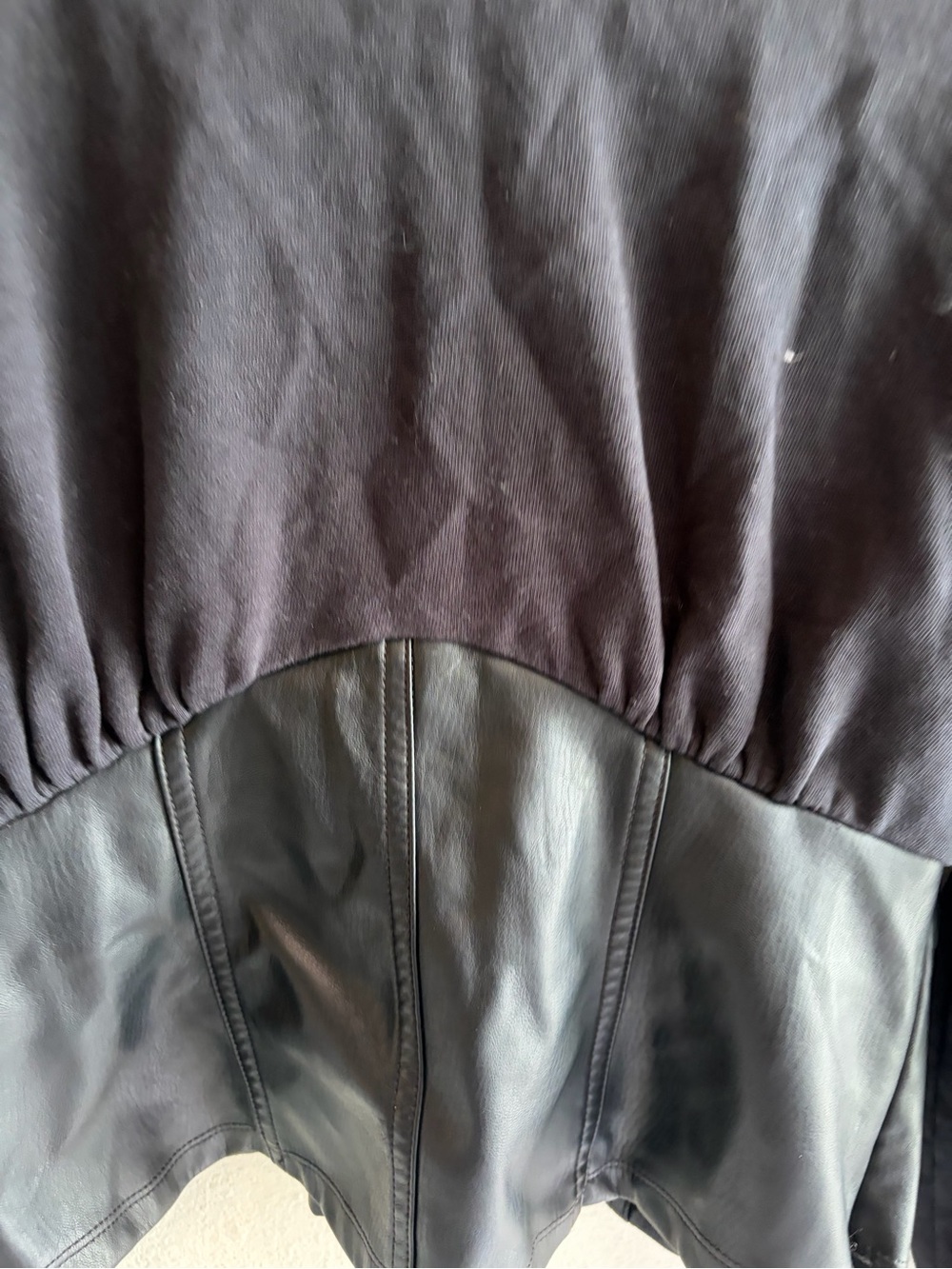 Pilcro Anthropologie Faux Leather Corset Black Cotton Sweatshirt Top Medium - Picture 9 of 12